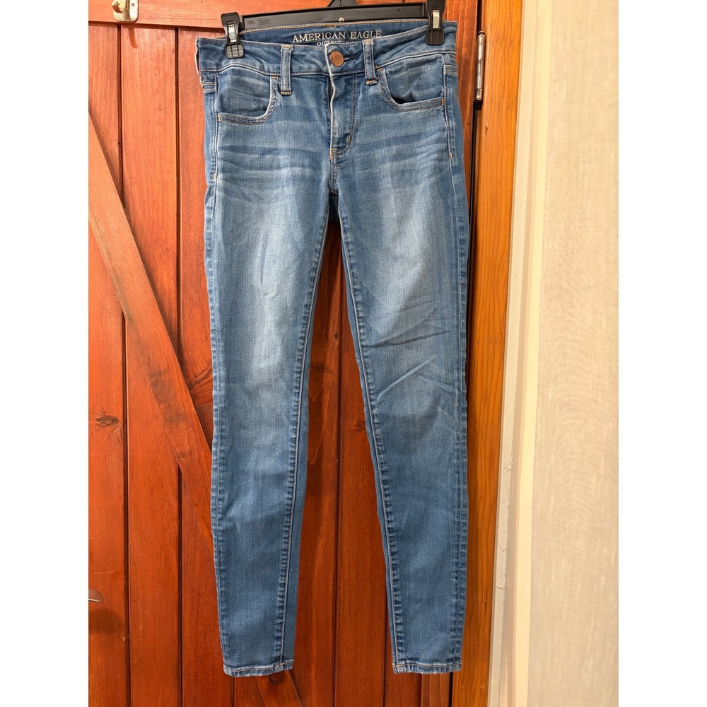 American Eagle Skinny Jeans Womens 2 Regular Medium Wash Blue Denim Stretch